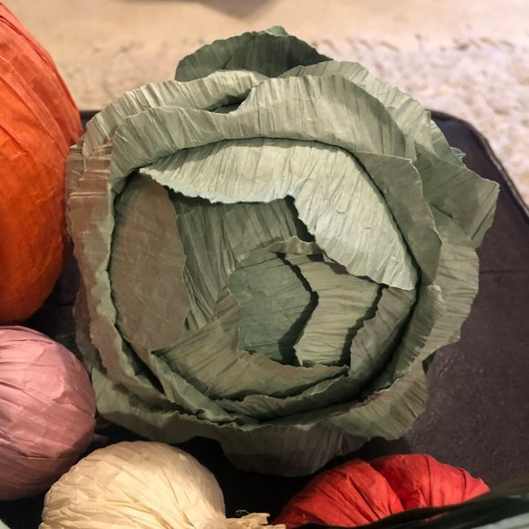 Paper Crafted Vegetables Garden Harvest Set of 8 Pumpkin Cabbage Tomatoe Carrot - Picture 5 of 8